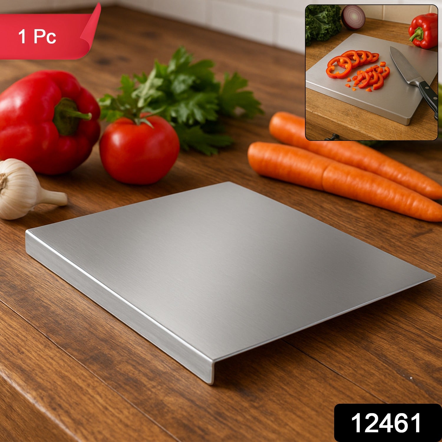 Premium Stainless Steel Anti-bacterial Chopping Board For Kitchen (1 Pc) Premium Stainless Steel Anti-bacterial Chopping Board For Kitchen (1 Pc)